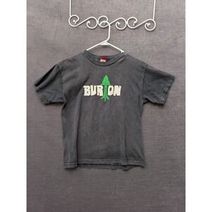 Vintage 90s Burton Snowboards Short Sleeve T Shirt Faded Black Tree Grunge Y2K